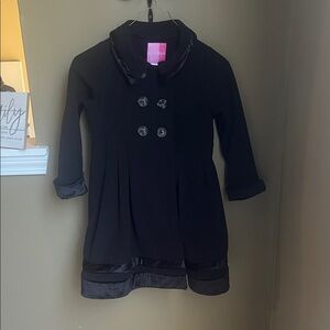 Good Lad Black Pea Coat with Velvet Trim